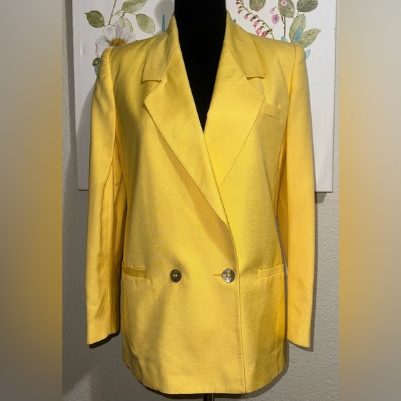 CHRISTIAN DIOR The Suit Vintage Yellow Jacket Size 4 - Picture 2 of 7